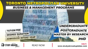 Toronto Metropolitan University Business & Management Programs