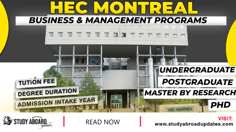 HEC Montreal Business & Management Programs