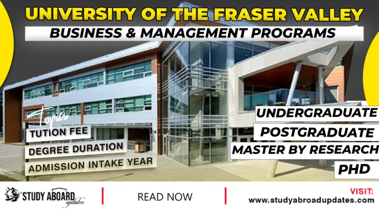 University of the Fraser Valley Business & Management Programs