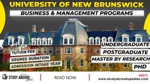 University of New Brunswick Business & Management Programs