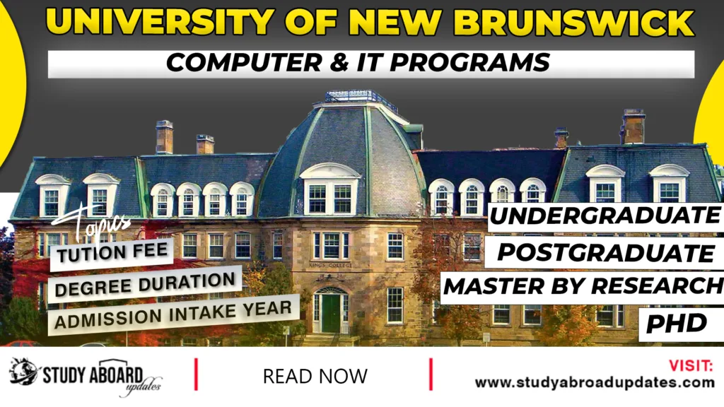 University of New Brunswick Computer & IT Programs