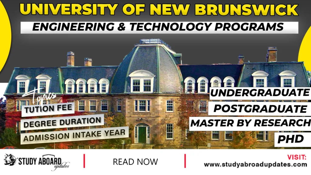 University of New Brunswick Engineering & Technology