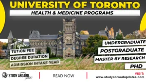 University of Toronto Health & Medicine Programs