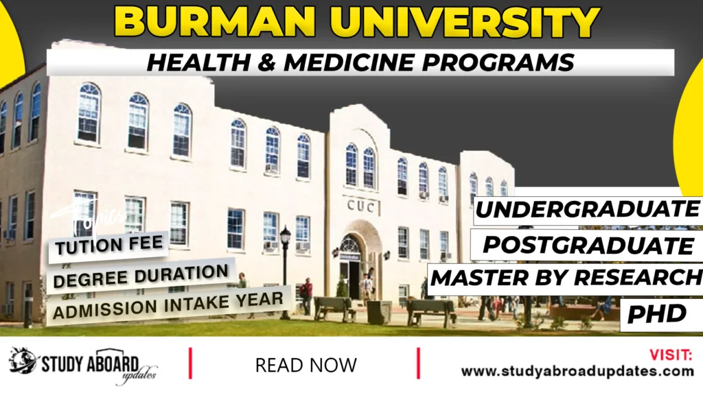 Burman University Health & Medicine Programs