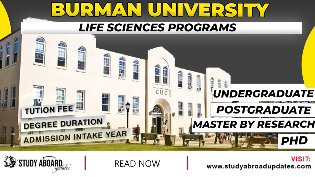 Burman University Life Sciences Programs