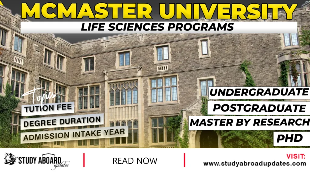 McMaster University Life Sciences Programs