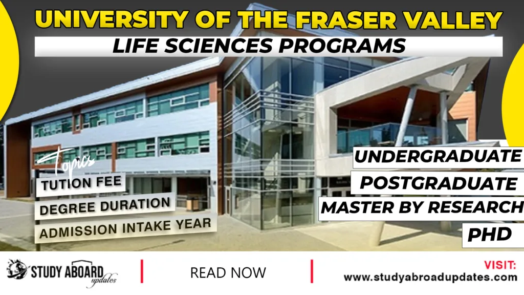 University of the Fraser Valley Life Sciences Programs