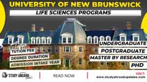 University of New Brunswick Life Sciences Programs