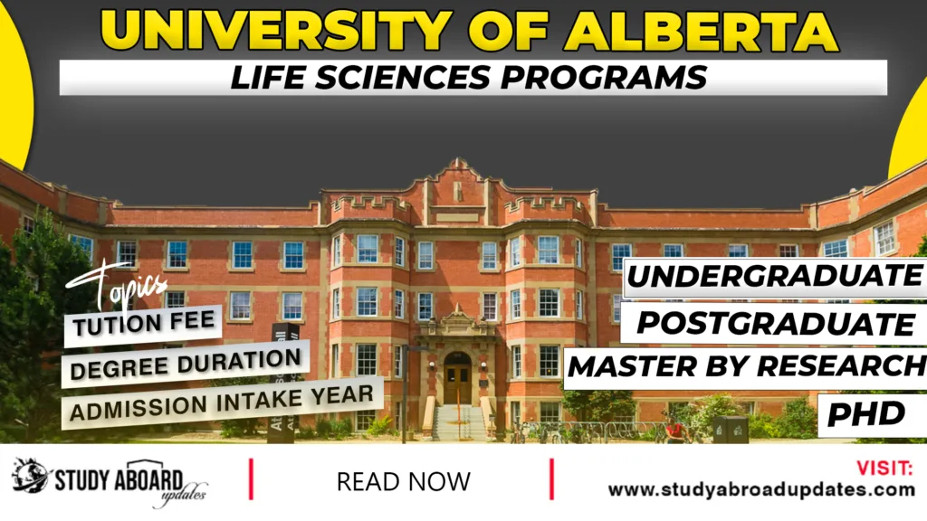 University of Alberta Life Sciences Programs