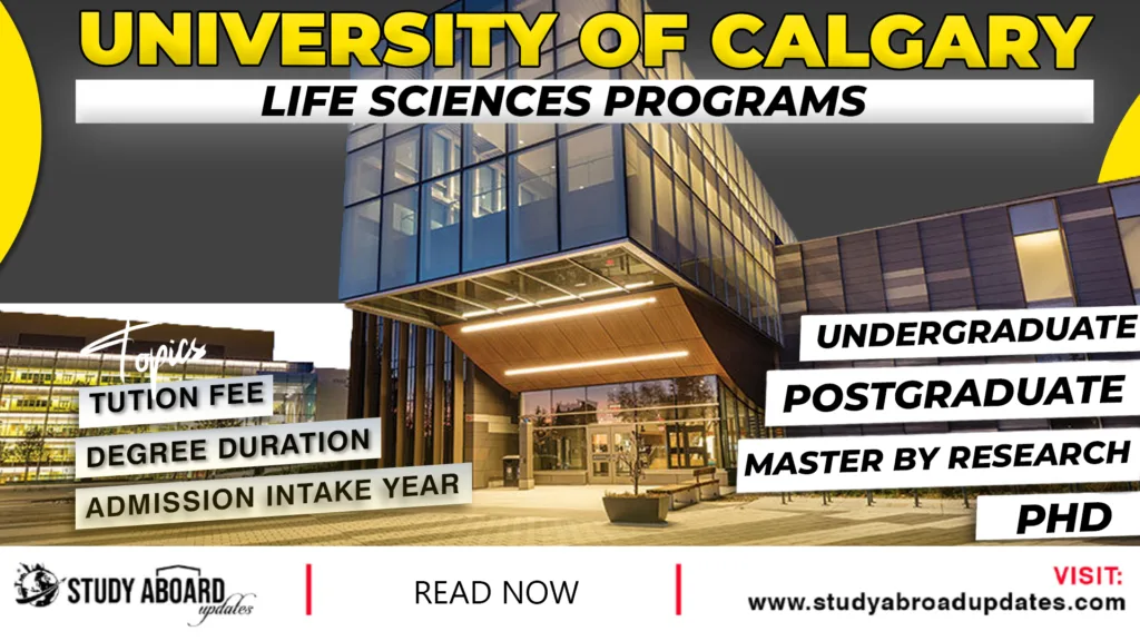 University of Calgary Life Sciences Programs