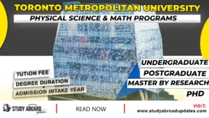 Toronto Metropolitan University Physical Science & Math Programs