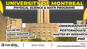 University of Montreal Physical Science & Math Programs