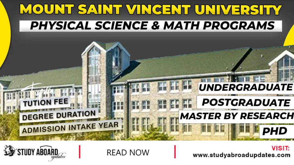 Mount Saint Vincent University Physical Science & Math Programs