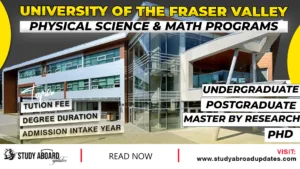 University of the Fraser Valley Physical Science & Math Programs