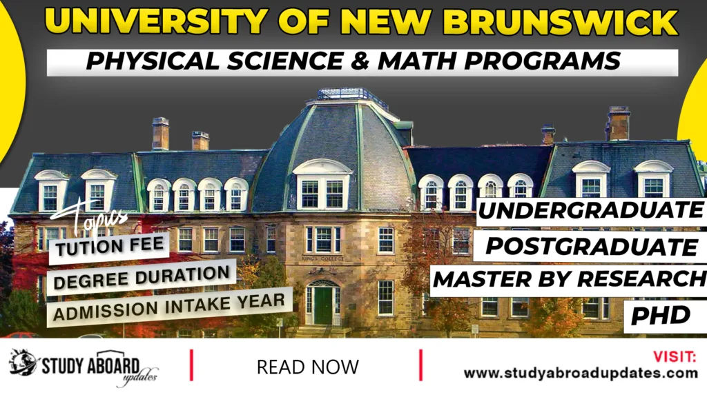 University of New Brunswick Physical Science & Math Programs