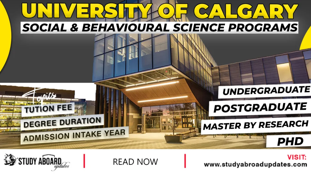 University of Calgary Social & Behavioural Science Programs