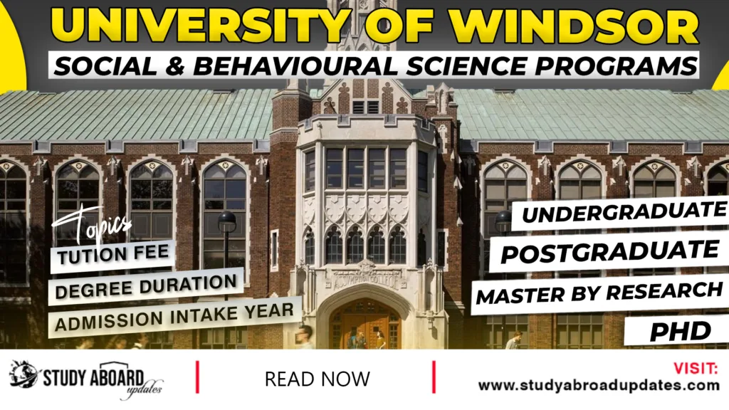 University of Windsor Social & Behavioural Science Programs