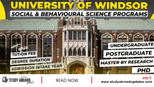 University of Windsor Social & Behavioural Science Programs