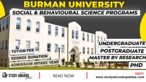 Burman University Social & Behavioural Science Programs