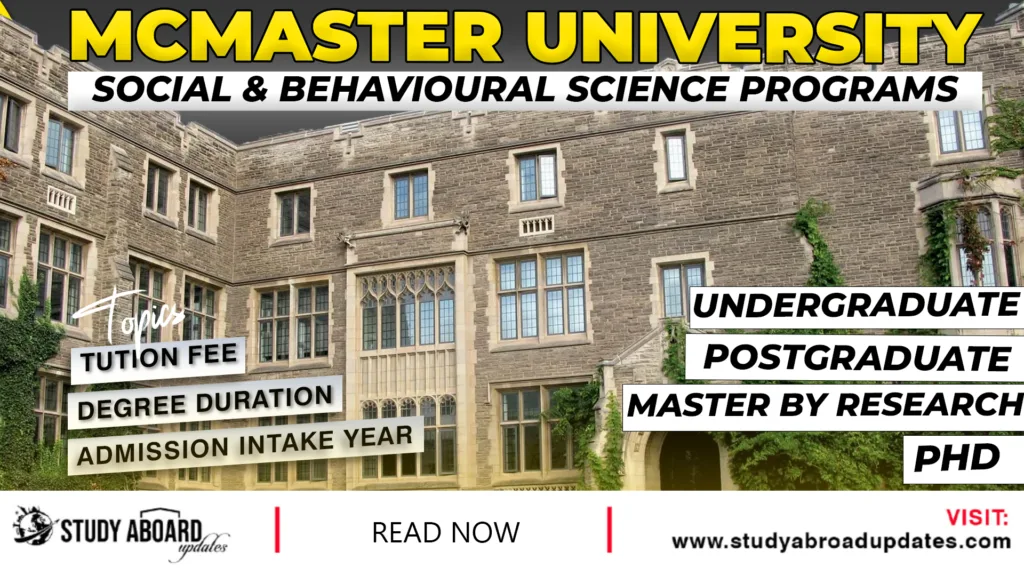 McMaster University Social & Behavioural Science Programs