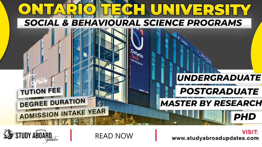 Ontario Tech University Social & Behavioural Science Programs