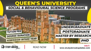 Queen's University Social & Behavioural Science Programs