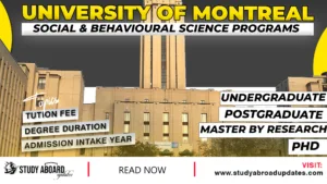 University of Montreal Social & Behavioural Science Programs
