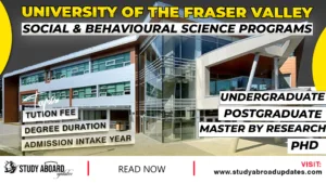 University of the Fraser Valley Social & Behavioural Science Programs