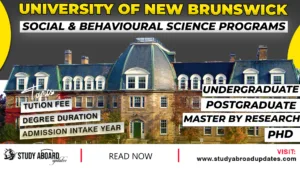 University of New Brunswick Social & Behavioural Science Programs
