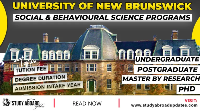 University of New Brunswick Social & Behavioural Science Programs
