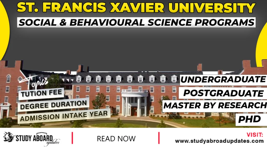 St. Francis Xavier University Social & Behavioural Science Programs