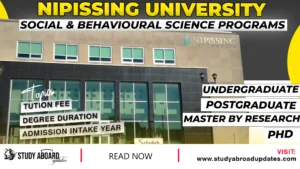 Nipissing University Social & Behavioural Science Programs
