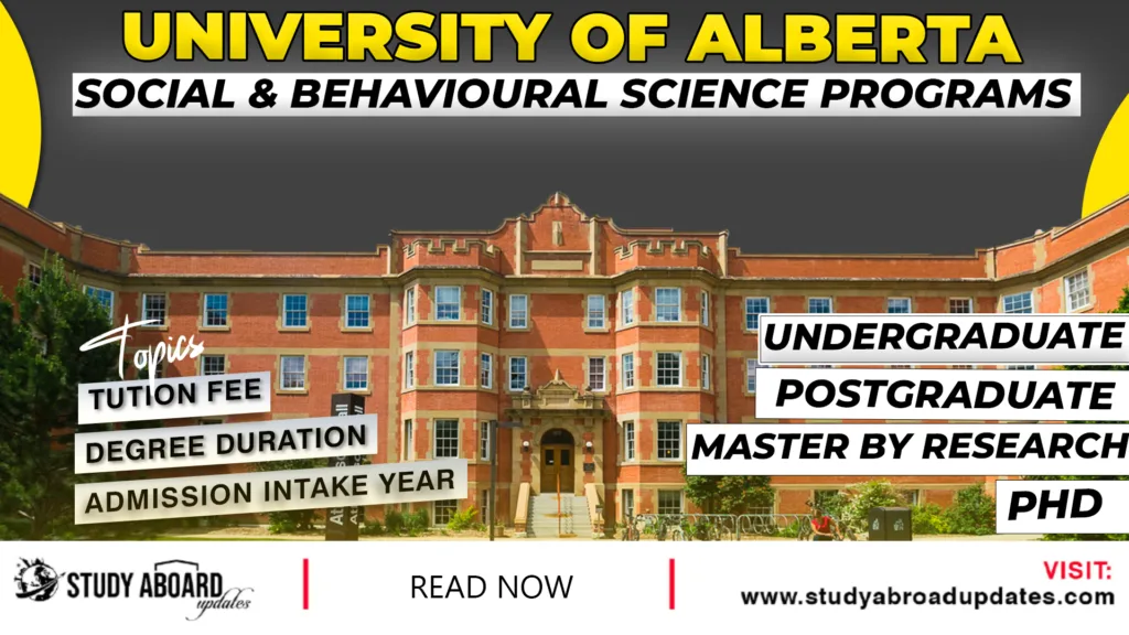 University of Alberta Social & Behavioural Science Programs