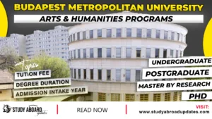 Budapest Metropolitan University Arts & Humanities Programs