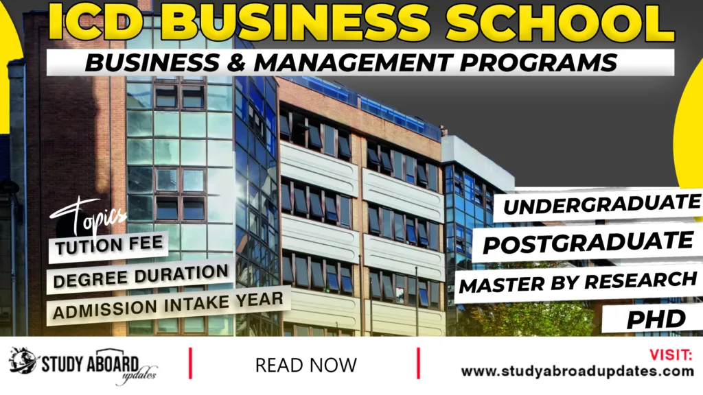 ICD Business School Business & Management Programs