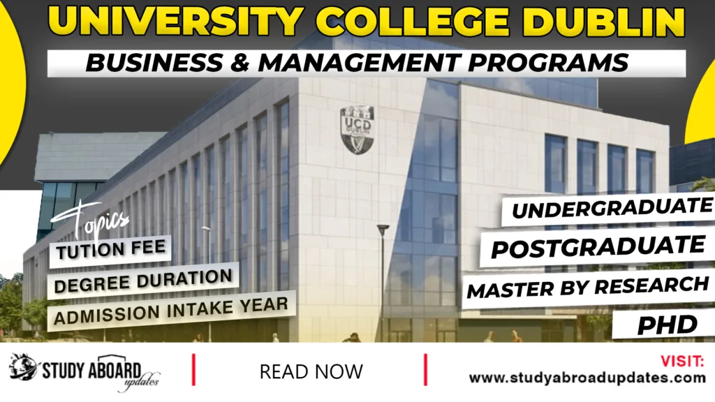 University College Dublin Business & Management Programs