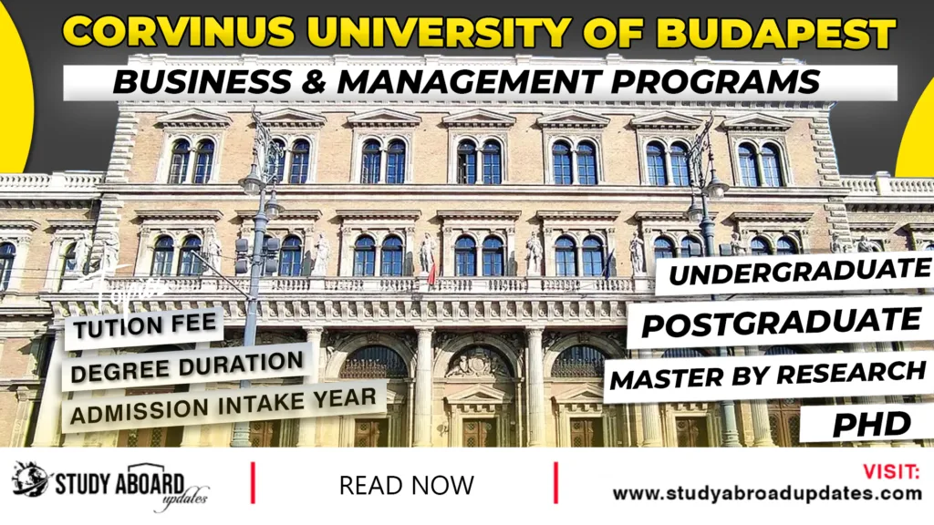 Corvinus University of Budapest Business & Management Programs