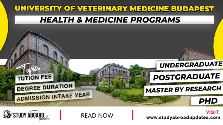 University of Veterinary medicine Budapest Health & Medicine Programs