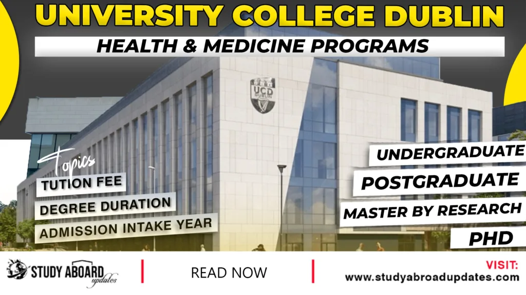 University College Dublin Health & Medicine Programs