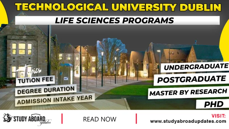 Technological University Dublin Life Sciences Programs