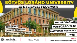 Eötvös Loránd University Life Sciences Programs