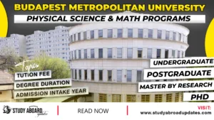 Budapest Metropolitan University Physical Science & Math Programs