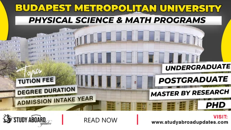 Budapest Metropolitan University Physical Science & Math Programs