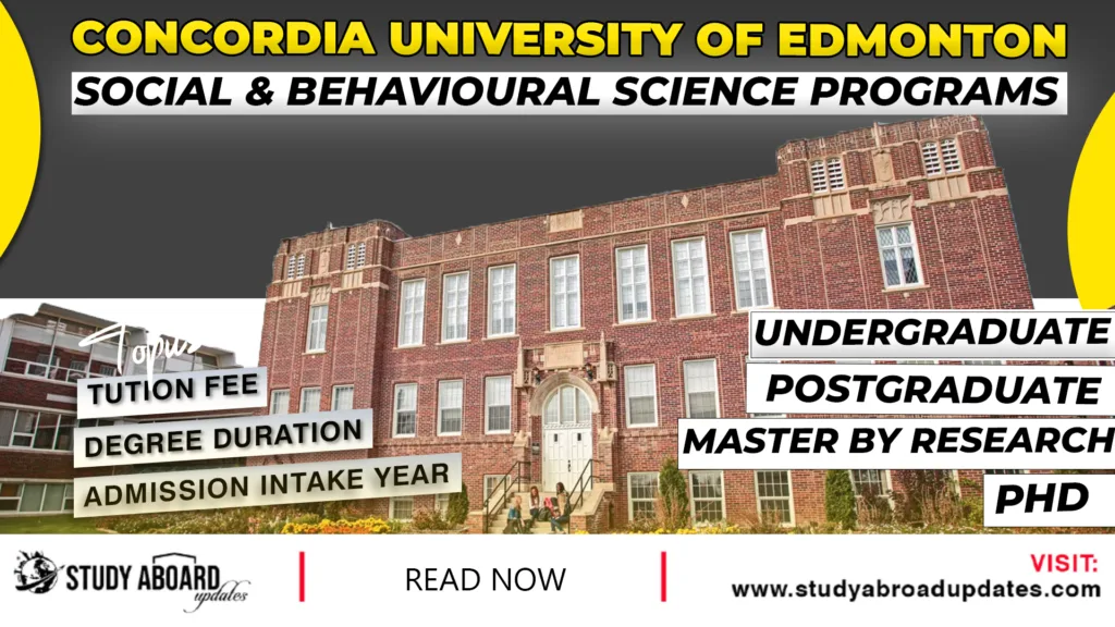 Concordia University of Edmonton Social behaviour & Sciences Programs