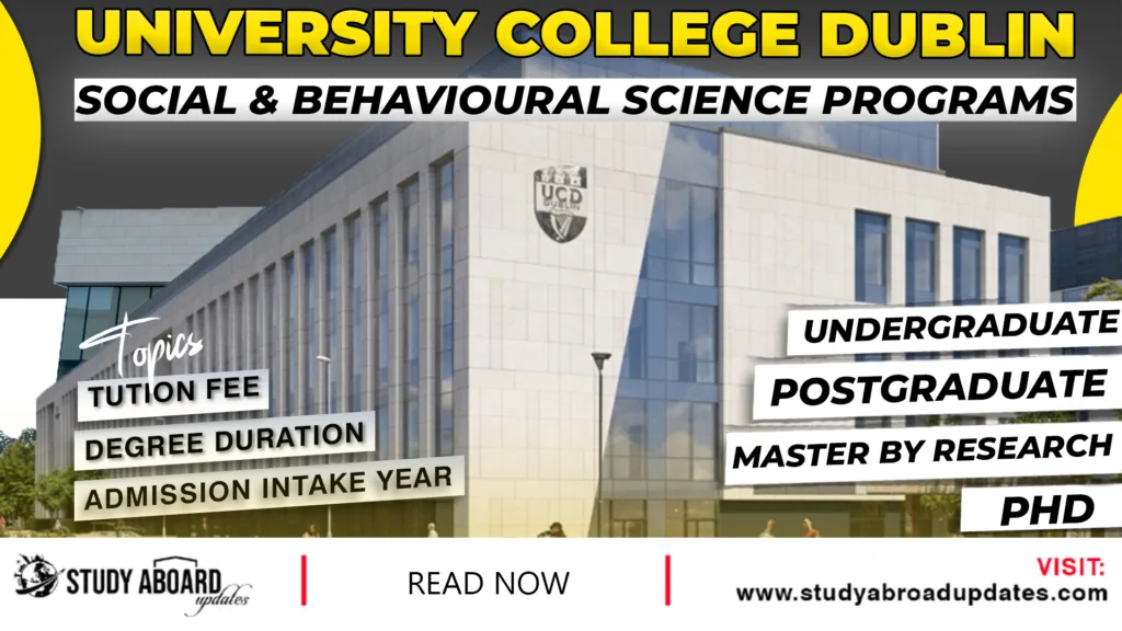 University College Dublin Social & Behavioural Science Programs
