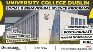 University College Dublin Social & Behavioural Science Programs