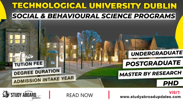 Technological University Dublin Social & Behavioural Science Programs