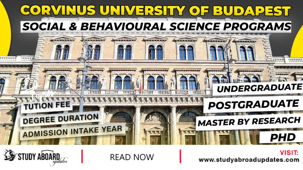 Corvinus University of Budapest Social & Behavioural Science Programs