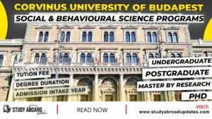 Corvinus University of Budapest Social & Behavioural Science Programs