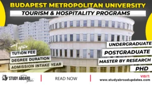 Budapest Metropolitan University Tourism & Hospitality Programs